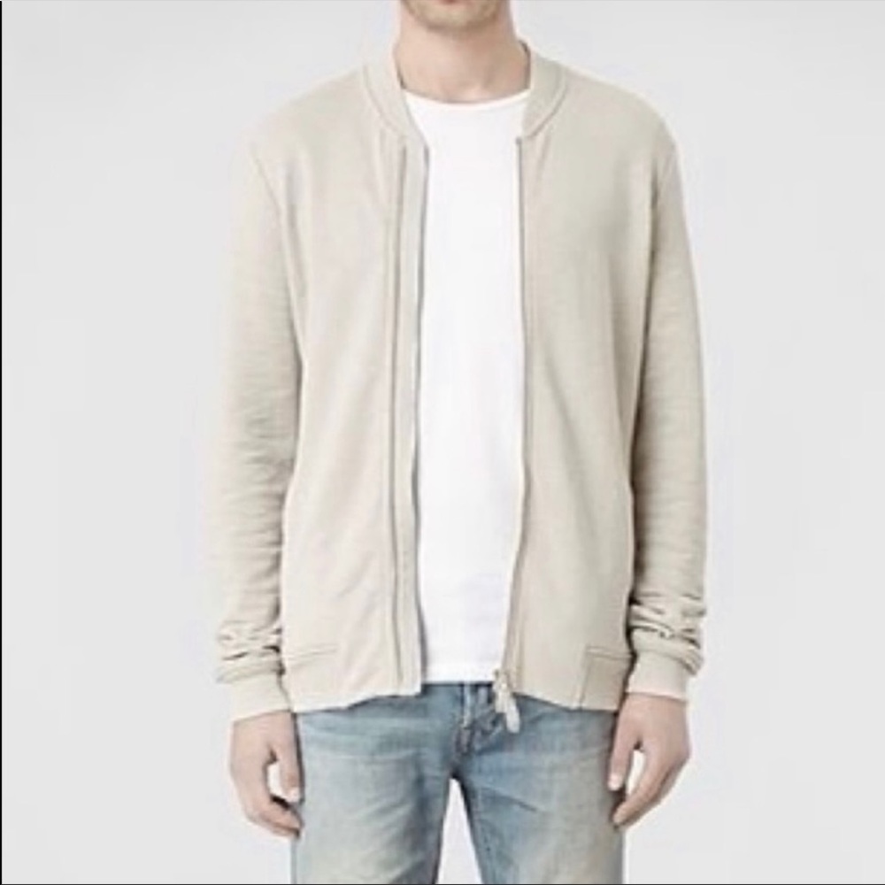 ALL SAINTS | Men’s Ivory Beige Newton Bomber Jacket Sz. L Large